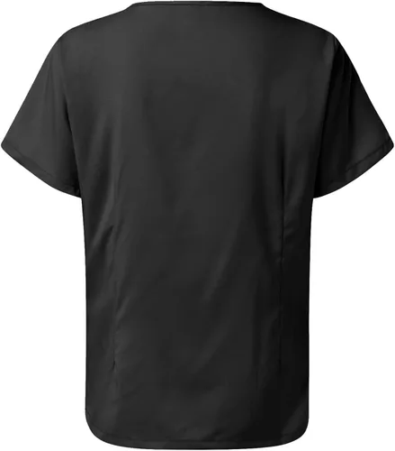 Vista 4 de Conjunto de uniforme médico para mujer, elástico en 4 direcciones, bolsillos ligeros, cuello en V, conjunto de ropa quirúrgica con cordón elástico