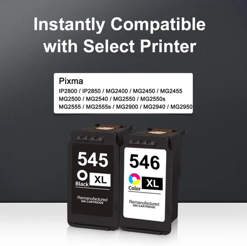 Vista 2 de PG-545XL/CL-546XL Cartucho de tinta de repuesto para Canon 545 546 Combo Pack para impresora Pixma MX495 MG2950 MG2450 MG2550 MG2500 MG3050 MG3051