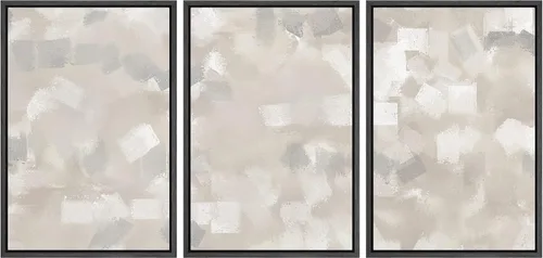 Vista 168 de wall26 Lienzo enmarcado para pared, juego de arte con trazos de pintura roja y naranja vibrante, paisaje, formas abstractas, ilustraciones, arte