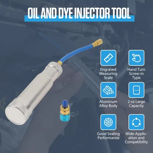 Vista 2 de CMTOOL Herramienta inyector de aceite y tinte de CA con escala, kit de inyector de aceite para compresor R134A, kit de aire acondicionado