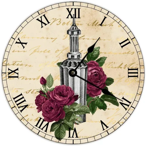 Vista 11 de Reloj de pared retro francés vintage con diseño de bruja y cráneo de bruja, reloj de pared de madera, funciona con pilas, decoración de pared