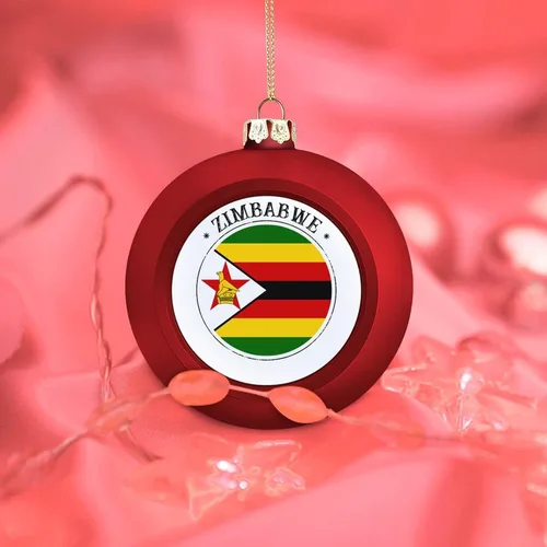 Vista 7 de Adorno de bola de Navidad de Zimbabwe, bandera de Zimbabue, adornos colgantes de recuerdo, regalo de recuerdo para árbol de Navidad, decoración