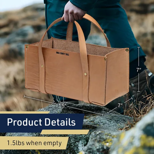 Vista 5 de Kings County Tools Bolsa de cuero de búfalo para herramientas Gran capacidad de almacenamiento Fácil de acceder y transportar Correas