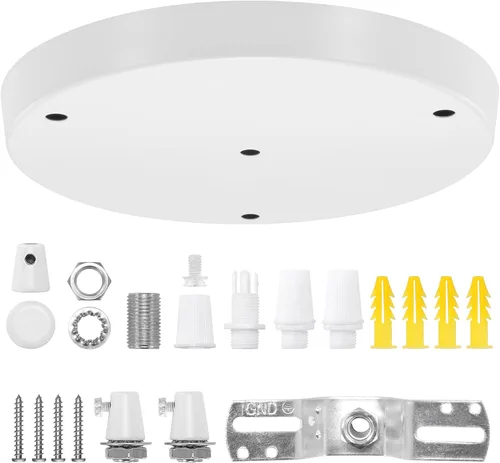 Vista 2 de Kit de toldo de lámpara de araña Canomo de 10 pulgadas con placa de luz de techo y todos los accesorios, incluye gancho, sujetador de cable