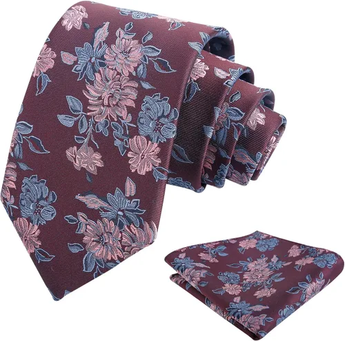 Vista 109 de Alizeal Mens 3.15inches Leaf Flower Pattern Tie with Floral Pocket Square Set