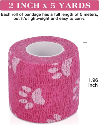 Vista 2 de Vet Wrap Vendaje Autoadherente Vendaje Cohesivo Cinta Multifunción para Perros Gatos Caballos Pájaros Animales No Tejida Cinta Deportiva Fuerte