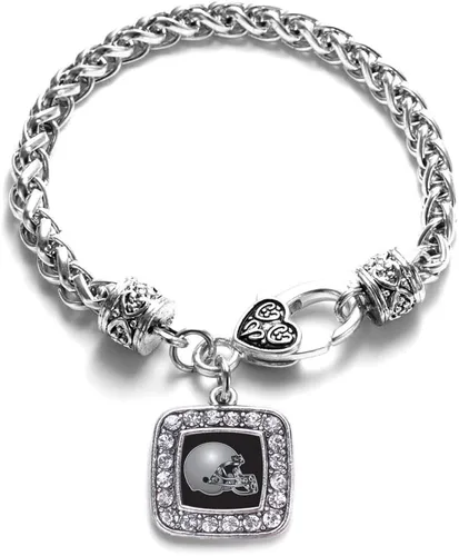 Vista 122 de Pulsera de dijes cuadrados de plata con joyería de circonita cúbica