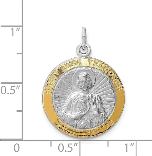 Vista 3 de ICE CARATS Dije de plata de ley 925 San Judas Tadeo San Judas Patrono San Tadeo Medalla de San Judas Tadeo Colgante de Medalla Religiosa para Mujer