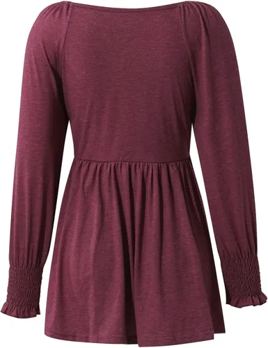 Vista 2 de Fragarn Camiseta casual de manga larga con cuello en V para mujer