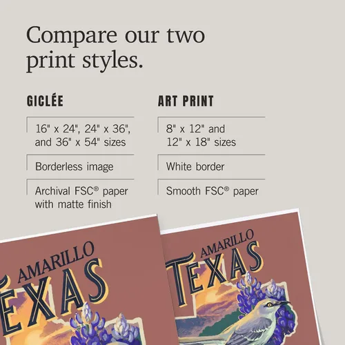 Vista 6 de Lantern Press 16x24 Inch Giclee Print, Amarillo, Texas, Facts About, State Series