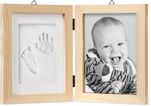 Vista 9 de chuckle - Kit de recuerdo de marco de fotos con estampado de arcilla para manos y pies para bebés - Regalo para el día de la madre, madre y padres