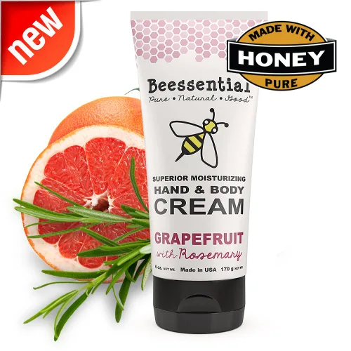 Vista 2 de Beessential Natural Cupuacu Butter Crema para manos y cuerpo pomelo con romero, 6 onzas