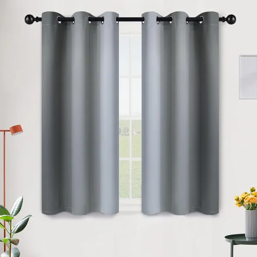 Vista 216 de SimpleHome Cortinas degradadas degradadas para oscurecer la habitación de 36 pulgadas de largo para dormitorio, con ojales y bloqueo de luz Negro