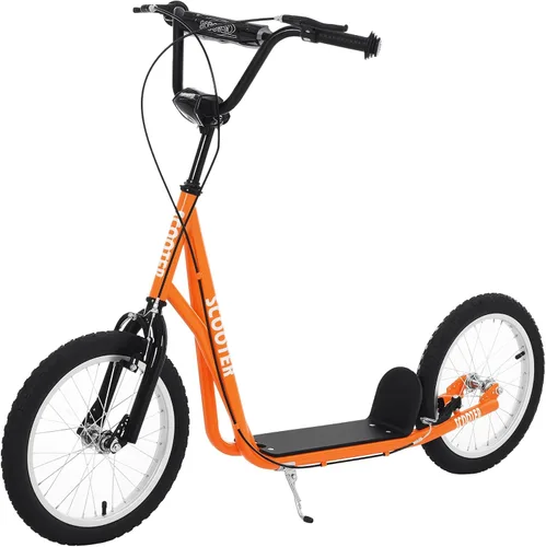 Vista 10 de Aosom Patinete para jóvenes, patinete para niños de 5 años en adelante, carga máxima 100 kg, con manillar ajustable, ruedas inflables de 16", frenos