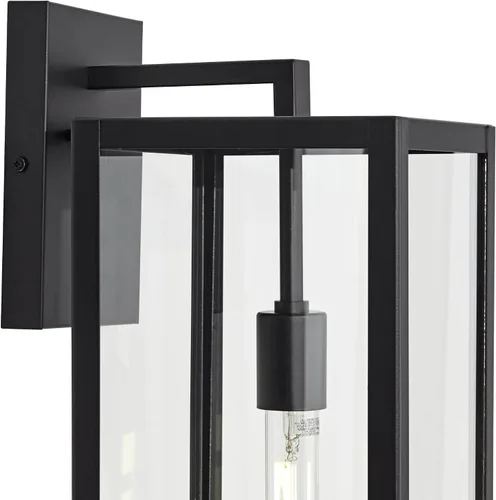 Vista 3 de John Timberland Titan - Juego de 2 lámparas de pared modernas para exteriores, marco rectangular negro místico, paneles de cristal transparente