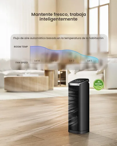 Vista 10 de PNTCK Ventilador de torre de 13 pulgadas para dormitorio, ventilador de Negro