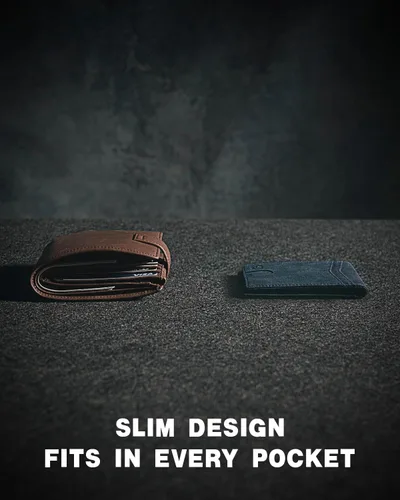 Vista 121 de Zitahli - Carteras delgadas con clip para dinero para hombre, tarjetero minimalista, de cuero, plegable, con bloqueo RFID, cartera de bolsillo