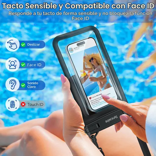 Vista 4 de SYNCWIRE Funda impermeable para teléfono, paquete de 2 bolsas impermeables IPX8 doble espacio para iPhone 15 14 13 12 Pro Max XR X SE 2022 8 Samsung