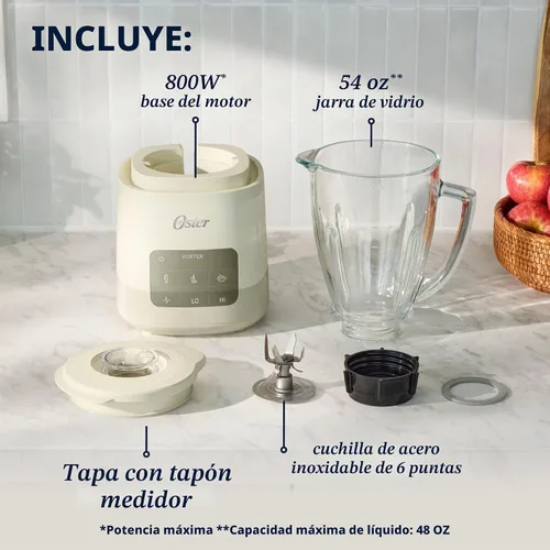 Vista 8 de Oster Vortex - Batidora de vidrio, cuchillas reversibles de acero, 800 Leche de avena blanca