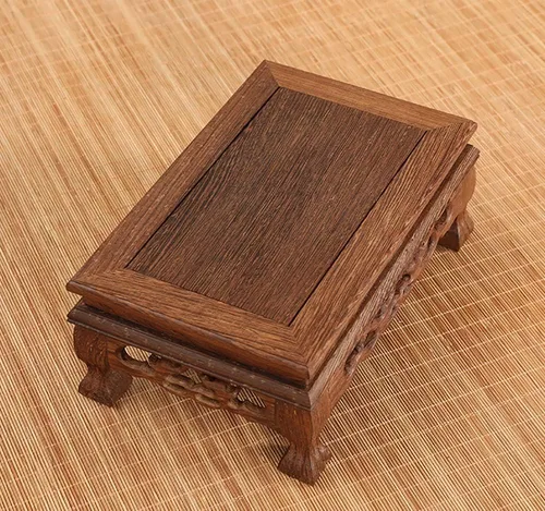 Vista 4 de GOLDY&WENDY Base rectangular de madera de ala de pollo con base de palisandro florero planta estatua de Buda soporte de exhibición pedestal