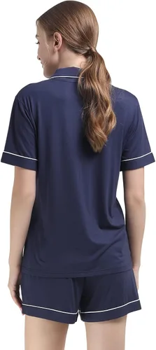 Vista 2 de CADISI Women's Pajama Sets Bamboo Pajama Button Down Sleepwear Nightwear 2 Piece Pj Set Soft Pjs Lounge Sets
