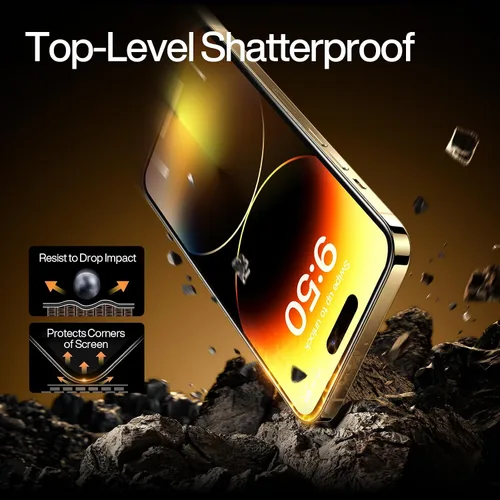 Vista 3 de SMARTDEVIL Paquete de 3 protectores de pantalla para iPhone 14 Pro Max con 3 protectores de lente de cámara, película de vidrio templado