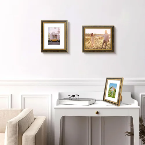 Vista 3 de Golden State Art, Marco de fotos adornado de 8 x 10 pulgadas para fotos de 5 x 7 pulgadas con paspartú o impresiones de 8 x 10 sin paspartú, cristal