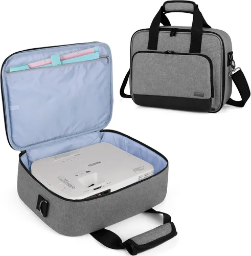 Vista 8 de LUXJA - Bolsa para proyector con bolsillos de almacenamiento para accesorios, tamaño mediano, color negro Compatible with Most Major