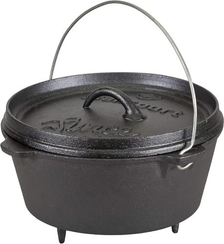 Vista 18 de Stansport - Horno holandés de hierro fundido presazonado de 1 cuarto con fondo plano (16016) Pre-seasoned cast iron with a flat bottom for stovetop