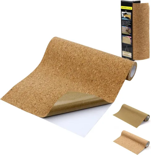 Vista 7 de Rollo de corcho autoadhesivo en la parte trasera, revestimiento de cajón de corcho natural de 0.002 in de grosor para manualidades, hojas de papel