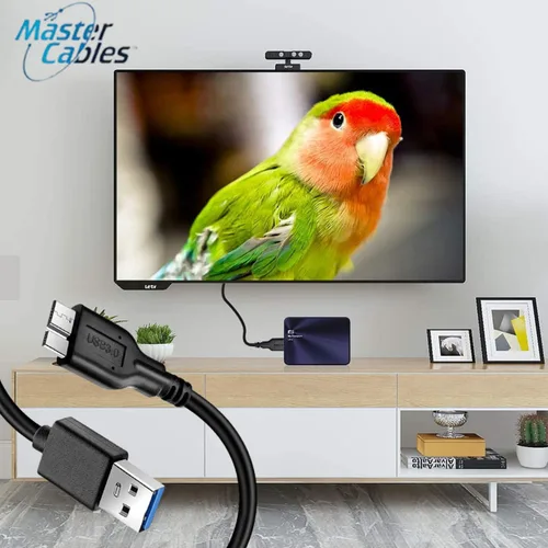 Vista 7 de Master Cables Cable de transferencia de datos USB 3.0 compatible con discos duros externos LaCie - Reemplazo USB tipo A a cable micro USB B