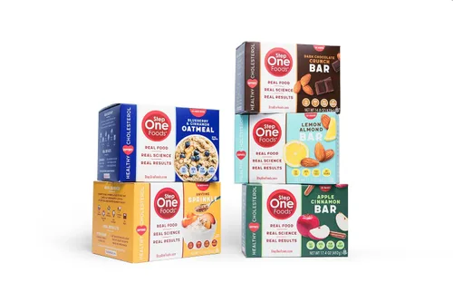 Vista 10 de Step One Foods Barras de manzana y canela, esteroles vegetales saludables para el corazón, omega 3 y fibra dietética sin gluten, sin OMG, veganas