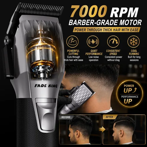 Vista 8 de FADEKING Cortadora de pelo profesional para hombres, kit de aseo 3 en 1