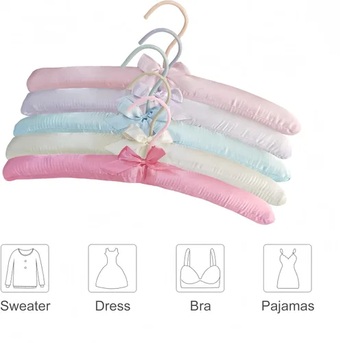 Vista 6 de Paquete de 10 perchas acolchadas de satén para ropa de mujer, perchas antideslizantes de tela de esponja para ropa, percheros para suéter, abrigo