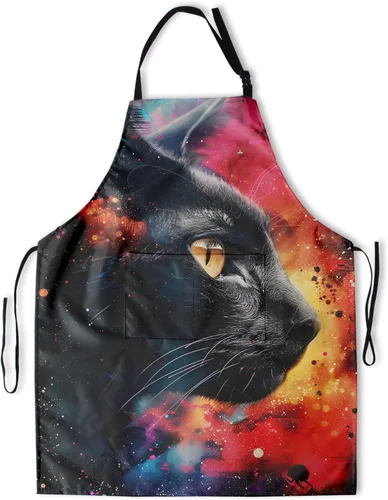 Vista 10 de Delantal colorido de poliéster Grooming Delantales con bolsillo para barbacoa Cocina Pintura Adultos