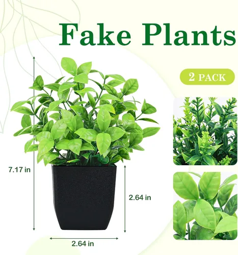 Vista 3 de Der Rose Paquete de 2 plantas falsas negras pequeñas para decoración de Negro