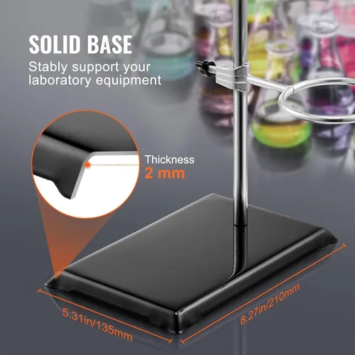 Vista 3 de VEVOR Juego de 2 soportes de soporte de laboratorio, soporte de laboratorio de acero con varilla de 23.6 pulgadas y base de hierro fundido de 8.3 x