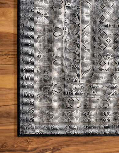 Vista 8 de Unique Loom Taftan Collection - Alfombra de borde geométrico de inspiración tribal (2 pies 2 pulgadas x 3 pies, rectangular, negro/gris)