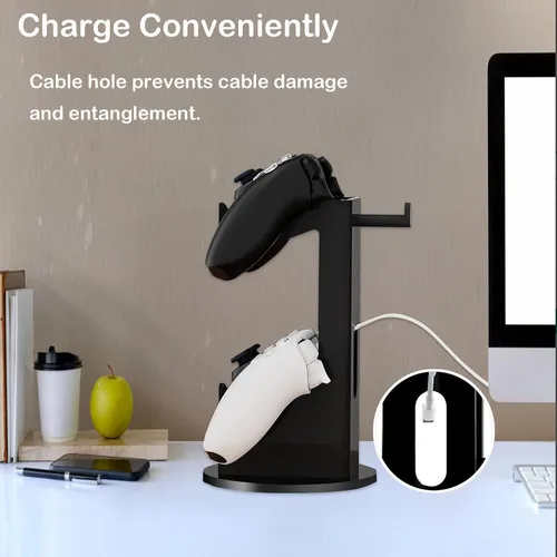 Vista 5 de BATEDI Universal Stand Controller Holder Headset Stand 2 Tier Controller Stand for Xbox ONE PS4 PS5 Xbox Headphone Stand Gamepad Holder for Desk