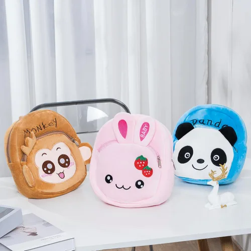 Vista 6 de Juego de mochila pequeña para niños, mochila de felpa de animales para niños, bonita y funcional con accesorios divertidos, incluye calcomanías