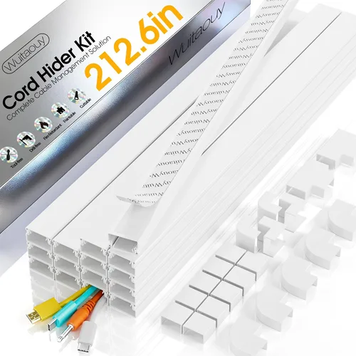 Vista 13 de Ocultador de cable de 56.7 pulgadas, cubiertas de alambre para 1 cable en la pared, cubiertas de cable de alta calidad para cables en la pared Blanco