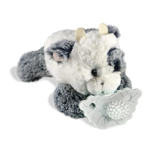 Vista 10 de RaZbaby Oso RaZbuddy con chupete de alivio de dentición RaZberry – Alivio para encías adoloridas con textura inspirada en la naturaleza, mordedor