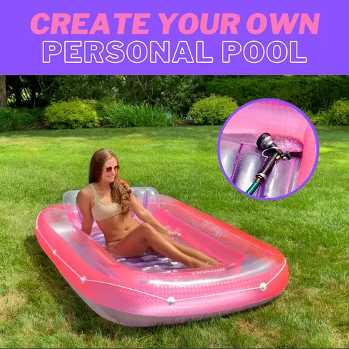 Vista 4 de SWIMLINE Original Suntan Tub Series - Flotador flotante inflable clásico Tumbona híbrida personal para piscina Almohada ajustable Relleno