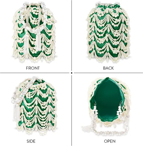 Vista 4 de Aheli Indian Potli Bags For Women Evening Bag Clutch Ethnic Bride Purse With Drawstring