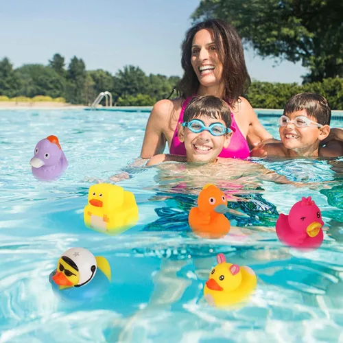 Vista 4 de Arttyma Patos de Goma a Granel, Surtido de Patitos para Flotadores de Jeep Pato para Baño Juguetes de Baño Favores de Fiesta (Paquete de 30)