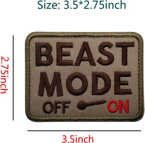 Vista 3 de Parches de moral militar, modo bestia en insignias bordadas, emblema táctico decorativo de gancho y bucle para chaqueta, ropa, bolso, zapatos