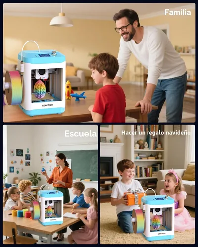 Vista 6 de Mini impresora 3D totalmente ensamblada para niños y principiantes - Kit completo de inicio con máquina de impresión 3D de nivelación automática, 1