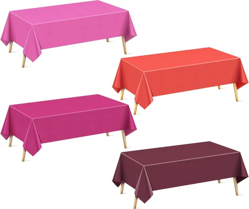 Vista 10 de Mantel rectangular de la serie azul y verde, 4 piezas, 54 x 72 pulgadas, color sólido, impermeable y a prueba de derrames, mantel de plástico