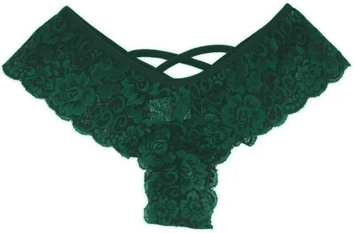 Vista 3 de Tanga de encaje 4 piezas ropa interior para mujer lencería sexy bragas con flores tangas para tacones sexys negro blanco verde rojo S