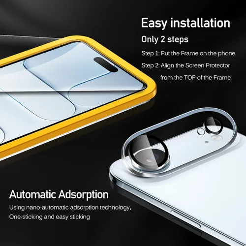 Vista 4 de ivoler Paquete de 3 + 3 protectores de pantalla de vidrio templado para iPhone Air de 6.5 pulgadas con protector de lente de cámara con marco